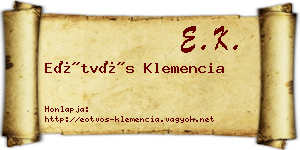 Eötvös Klemencia névjegykártya